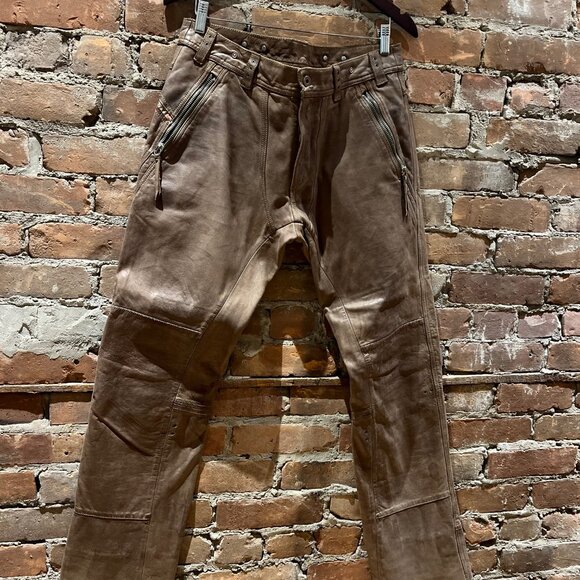 Diesel “Industry Division” Distressed Brown Leather Pants - Picture 2 of 13